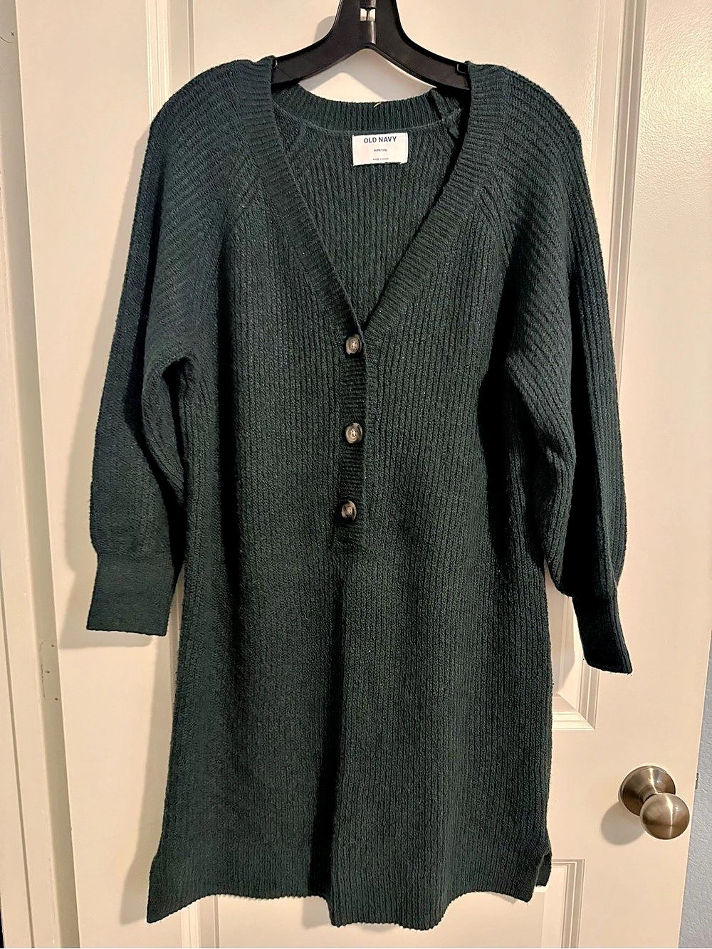 Old Navy Petite Knit Button-Front dress Green Size Medium